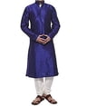 thumbnail image 1 of Royal Kurta Men's Dupion Silk Contrast Piping Kurta Churidar Blue, 1 of 1