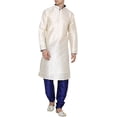 thumbnail image 1 of Royal Kurta Men's Dupion Silk Contrast Piping Kurta Churidar Off-White, 1 of 1