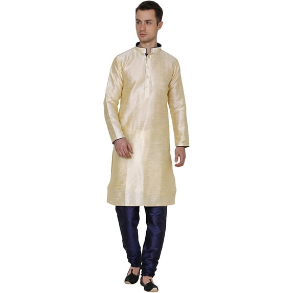 Royal Kurta Men's Dupion Silk Kurta Pyjama Set Red