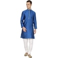 thumbnail image 1 of Royal Kurta Men's Jacquard Silk Embroidered Kurta Pyjama Turquise, 1 of 1