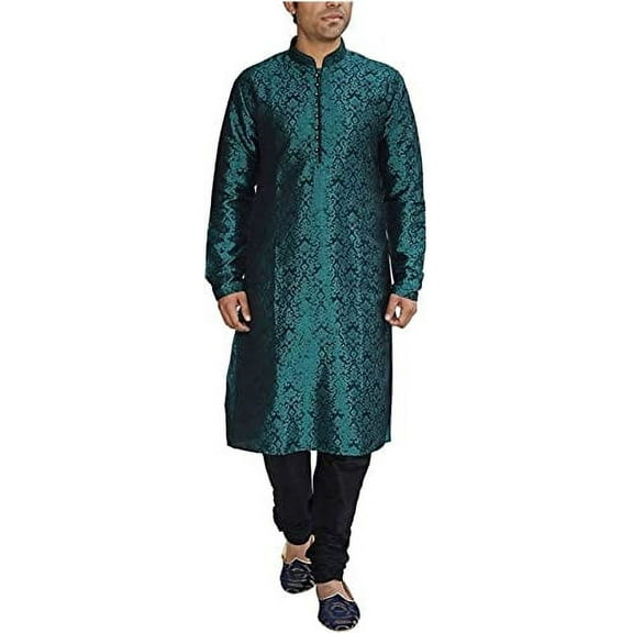 Royal Kurta Men's Jacquard Silk Floral Kurta Pyjama