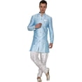 thumbnail image 1 of Royal Kurta Men's Jacquard Silk Indo-Western Sherwani (Small, Exotic Blue), 1 of 1