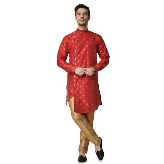 Royal Kurta Men's Jacquard Silk Printed Kurta