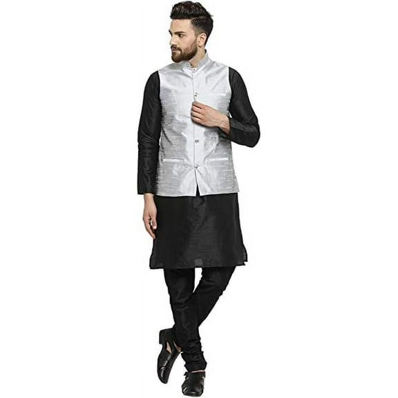 Royal Kurta Men's Linen Pathani Kurta Salwar (KDFASJ_White_Free Size)