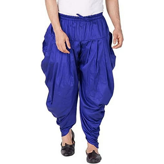 Royal Kurta Men's Polyester Silk Blend Patiala Salwar Alladin Pants (Royal Blue,Free Size) Loose