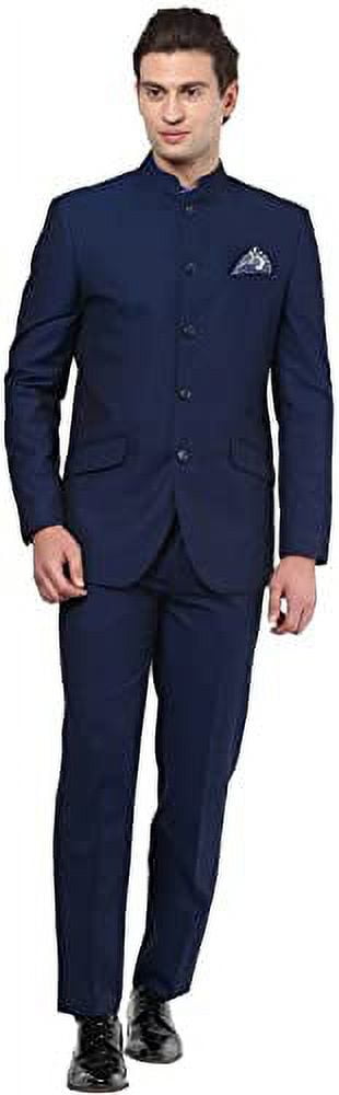 Royal Kurta Men's Regular Fit Bandhgala Suit (12312_Navy Blue_Coat-40 \u0026 Pant-34)  - Walmart.com