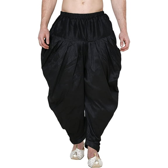 Royal Kurta Men's Silk Blend Alladin Baggy Pants (Black)