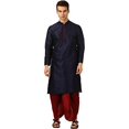 thumbnail image 1 of Royal Kurta Men's Silk Blend Dhoti Kurta Set (44, Blue), 1 of 1