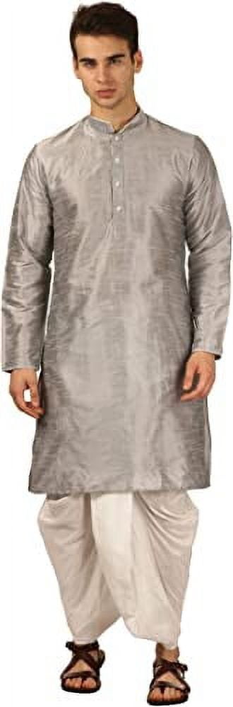 Golden Premium Designer Men's Wear Kurta Dhoti With Embroidery Work main image 1