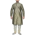 thumbnail image 1 of Royal Kurta Men's Silk Blend Kurta & Churidaar Set Beige, 1 of 1