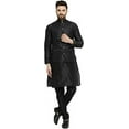 thumbnail image 1 of Royal Kurta Men's Silk Blend Kurta Pyjama & Nehru Jacket Set (38, Black), 1 of 1