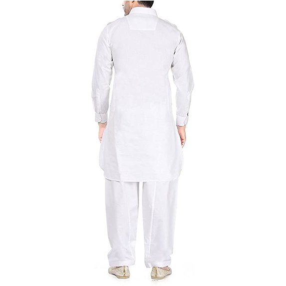 Royal Kurta Men's Silk Blend Loop Button Design Kurta (Only Kurta) (42, White)