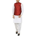 thumbnail image 1 of Royal Kurta Men's Silk Jacket- Maroon, 1 of 1