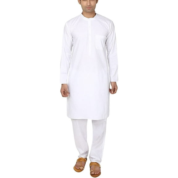 Royal Kurta Men's White 100% Pure Cotton Kurta Pyjama Set