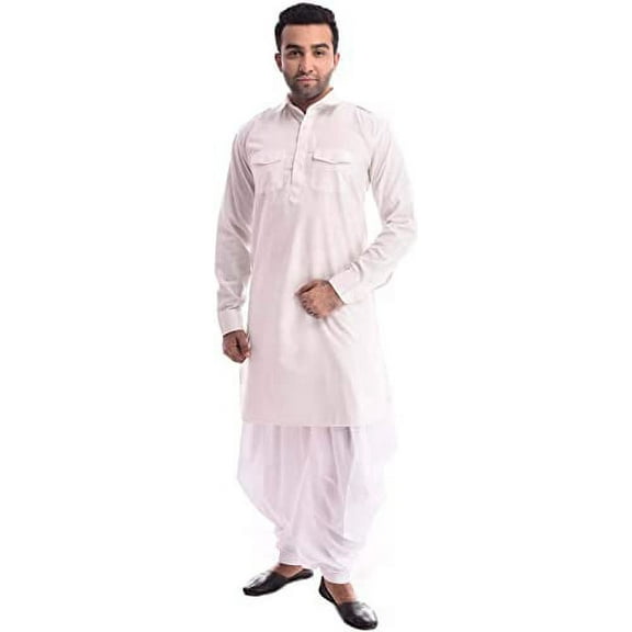 Royal Kurta Mens Cotton Silk Free Size Harems Pants Sherwani Bottoms Dhoti (Gold)