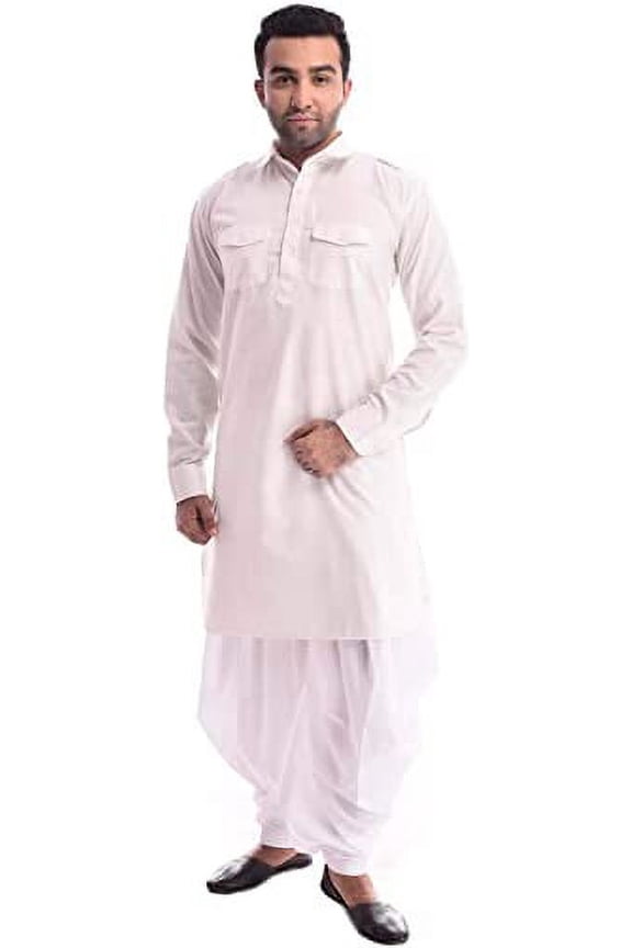 Mens Cotton Silk Free Size Harems Pants Sherwani Bottoms Dhoti (Gold)