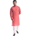 thumbnail image 1 of Royal Kurta Mens Khadi Linen Kurta Pyjama Set (42, Coral), 1 of 1