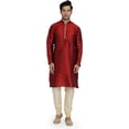 thumbnail image 1 of Royal Kurta Mens Printed Art Silk Kurta Pyjama Set Maroon 38, 1 of 1