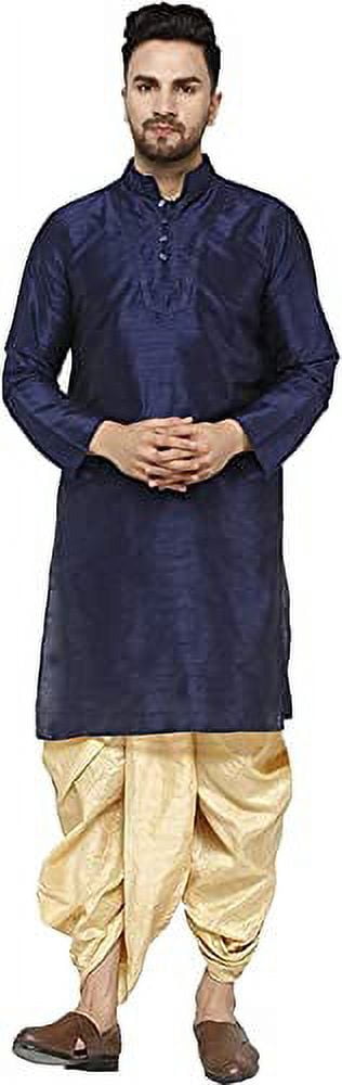 Royal Kurta Set Dhoti Kurta da uomo in misto seta, Blu, S