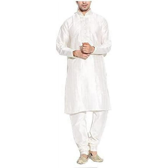 Royal Kurta Mens Silk Blend Kurta Churidar Beige
