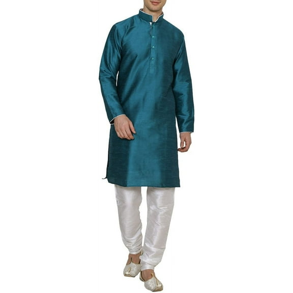 Royal Kurta Mens Silk Blend Kurta Churidar Green