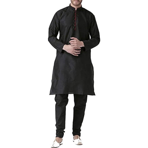 Royal Kurta Mens Silk Blend Kurta Pyjama (36, Black)