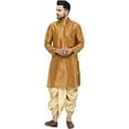 thumbnail image 1 of Royal Kurta Mens Silk Loop Button Dhoti Kurta (40, Bronze 1), 1 of 1