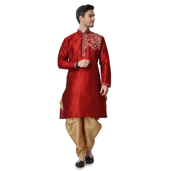 Royal Kurta Mens Silk Patchwork Kurta Salwar Set