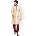 thumbnail image 1 of Royal Kurta Silk Blend Loop Button Kurta Pyjama Set for Men (40) Gold, 1 of 1