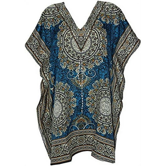 Royal Kurta Women Top Kaftans Light Viscose Kimono Kaftan Lounger Dress (Free Size, Teal)