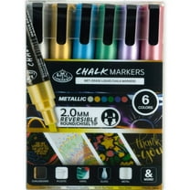 Royal & Langickel 6 Piece 2.0mm Metallic Chalk Marker Set with Reversible Tips