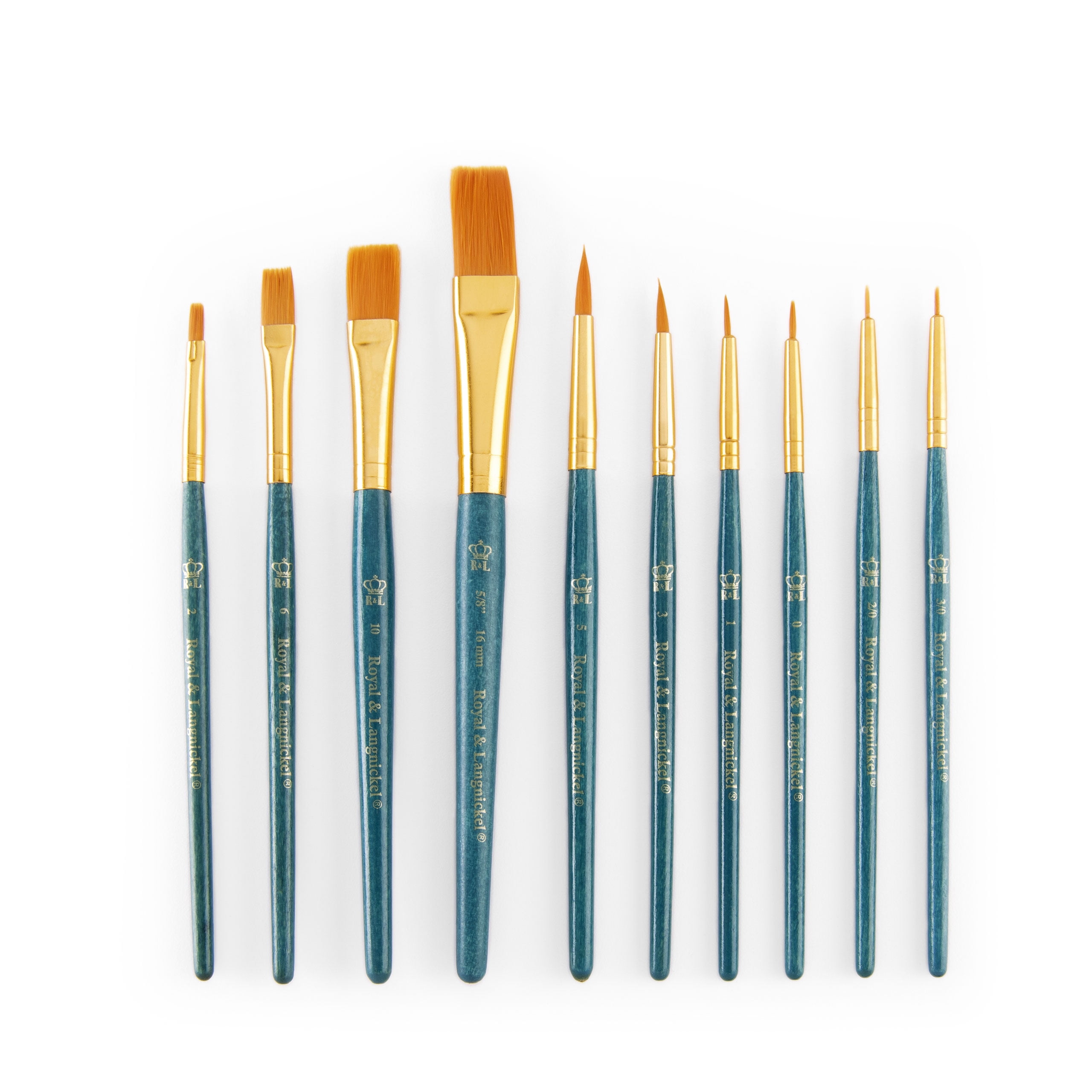 759 Golden Taklon Flat Brush - Synthetic Bristle with Blue Painted Handle -  Dala