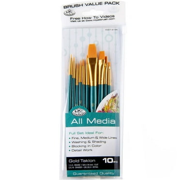 Royal & Langnickel - 10 pc Gold Taklon Detail Variety Paint Brushes