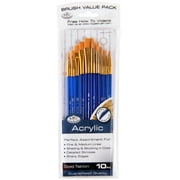 Royal & Langnickel - 10pc Super Value Golden Taklon Acrylic Artist Brush Set, Shaders and Rounds
