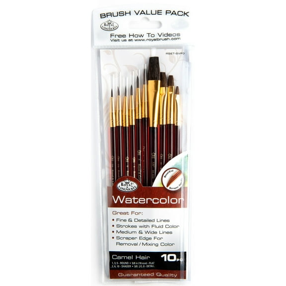 Royal & Langnickel - 10pc Super Value Synthetic Watercolor Artist Brush Set