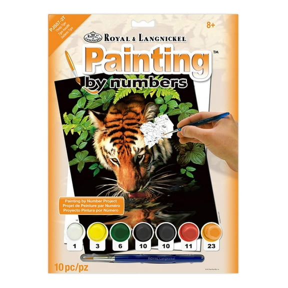 Royal & Langnickel Thirsty Tiger Pre-Printed Paint by Number Painting Set, Blue