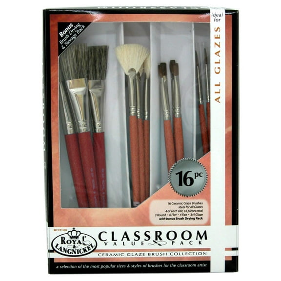 RCVP-105 | Classroom 16pc Ceramic Glaze Variety Brush Set