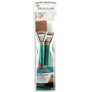 Royal & Langnickel 2pc All Media Jumbo Flat Brushes Size 1 3/4"
