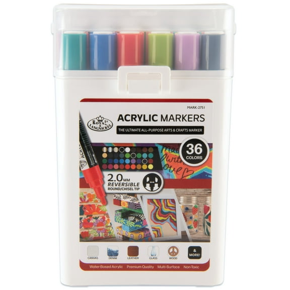 Royal & Langnickel 36 Piece 2.0MM Artist Acrylic Paint Marker Set with Reversible Tips