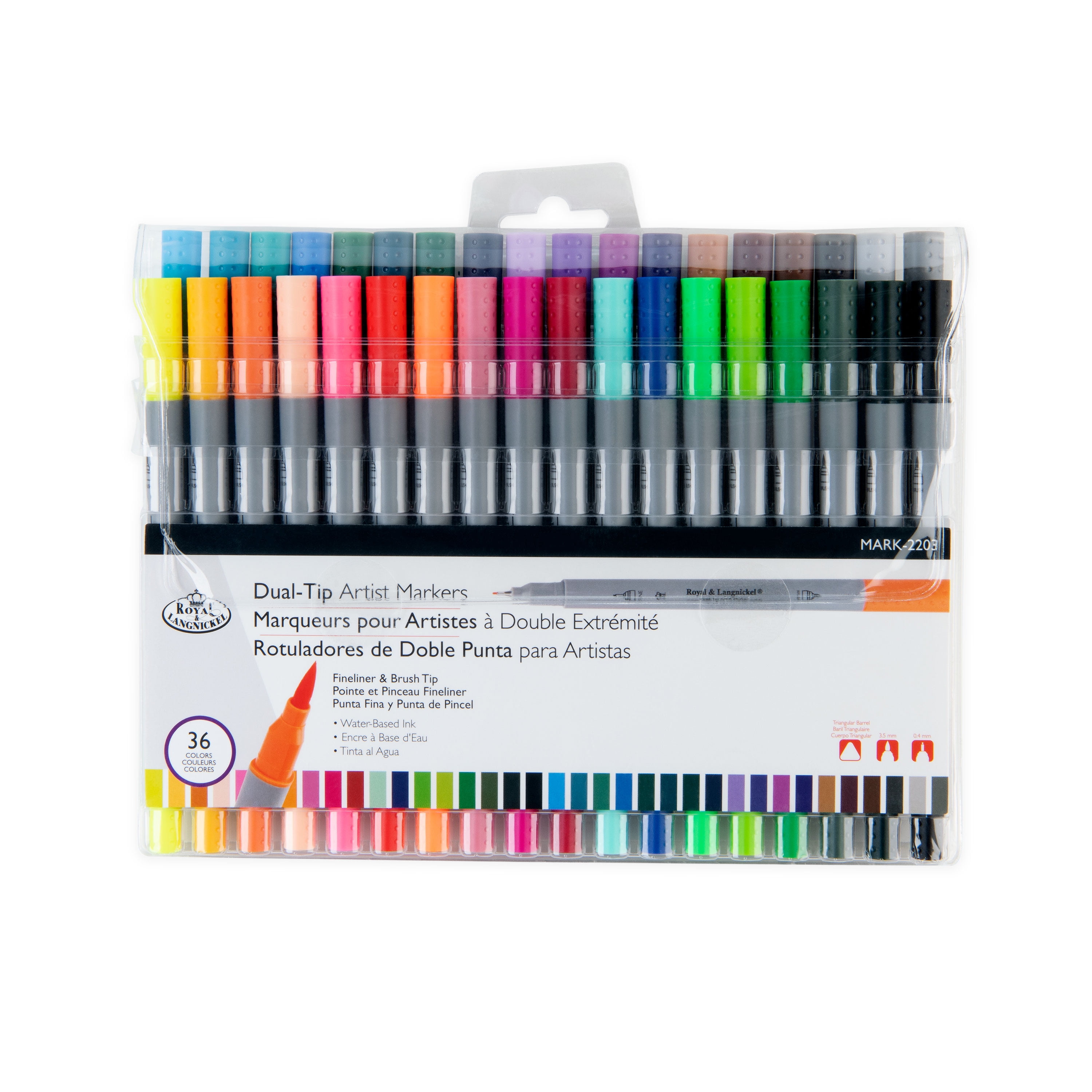 Royal & Langnickel - 36pc Dual Tip Waterbased Artist Markers - Brush Tip  and Fineliner