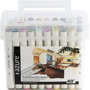 Royal & Langnickel Azure Alcohol Markers, with Case, Fine and Broad Chisel, Assorted Colors, 40 Count
