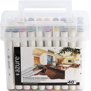 Royal & Langnickel Azure Alcohol Markers, with Case, Fine and Broad Chisel, Assorted Colors, 40 Count