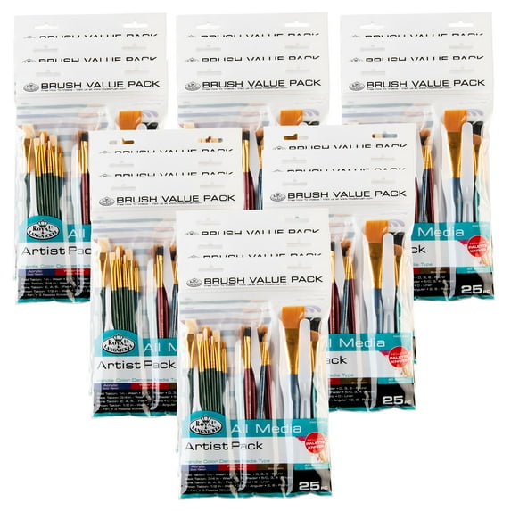 Royal & Langnickel - 450pc All Media Variety Taklon Wood Handle Paint Brush Mega Value Pack