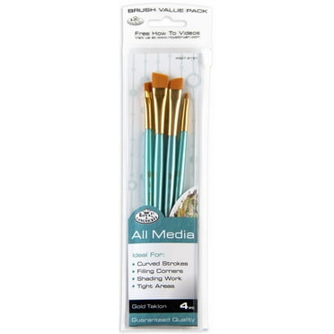 Royal & Langnickel - 4pc Gold Taklon All Media Angular Variety Paint Brush Set