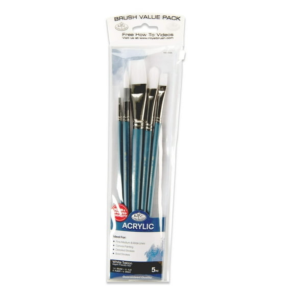Royal & Langnickel 5 pc White Taklon Variety Brush Set