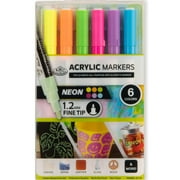 Royal & Langnickel Neon Acrylic Markers Set, 6 Piece, 1.2mm Tip