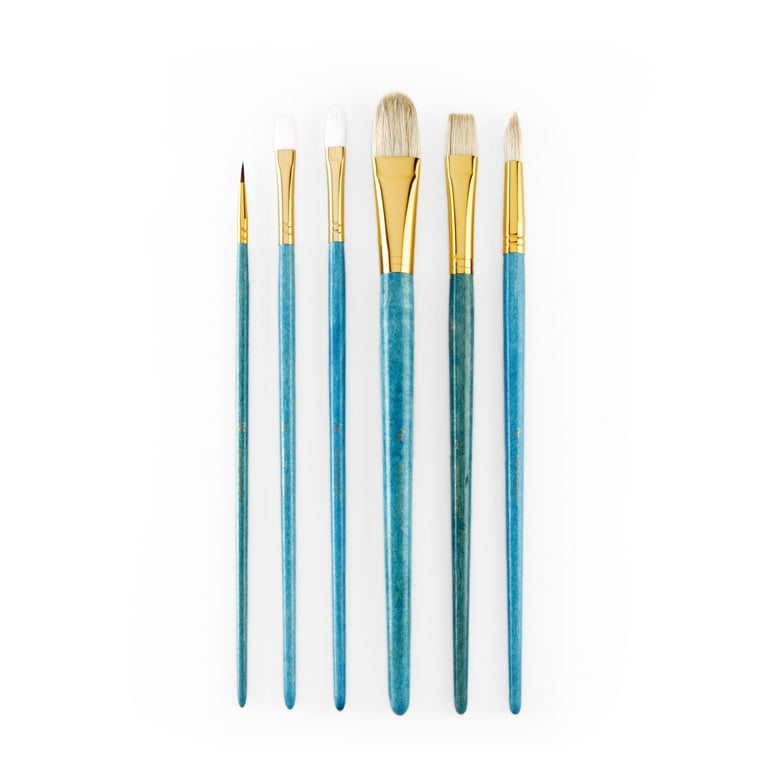 Royal & Langnickel - 6pc Zip N' Close Synthetic Camel Artist Paint Brush  Set - Long Handle 