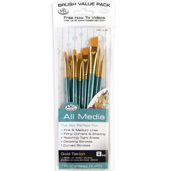 Royal & Langnickel 8 pc Golden Taklon Variety Brush Set