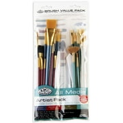 Royal & Langnickel Assorted Shapes All Media Taklon Art Brushes 25 Pieces