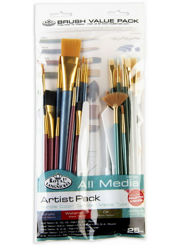 Royal & Langnickel - All Media Wood Handle Paint Brush Value Pack, 25pc